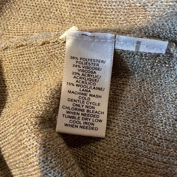 LOFT Grey sweater w/ Gold Metallic Pola Dots, medium - Picture 5 of 6